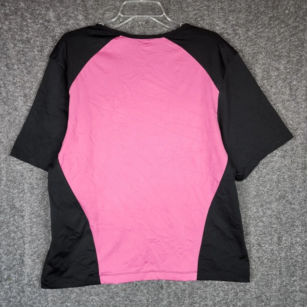 Ryka T-Shirt Womens 2X Athleisure Pink Black Colorblock Logo EUC